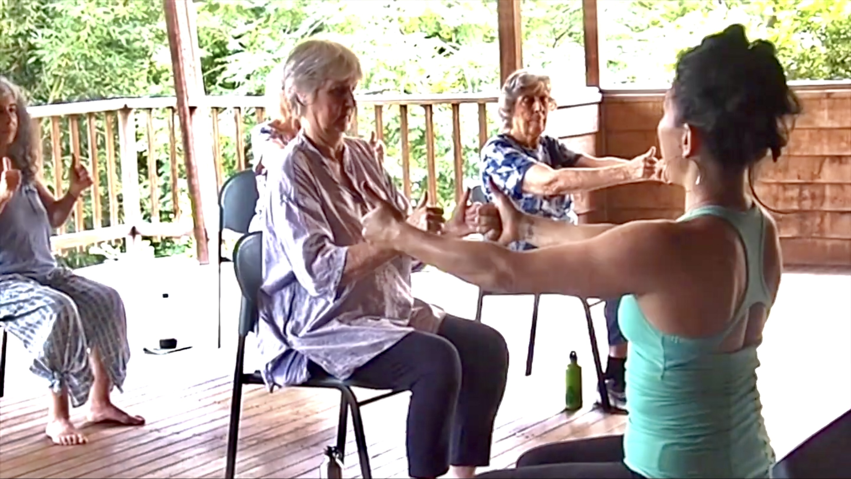 Lisa leading a group movement class