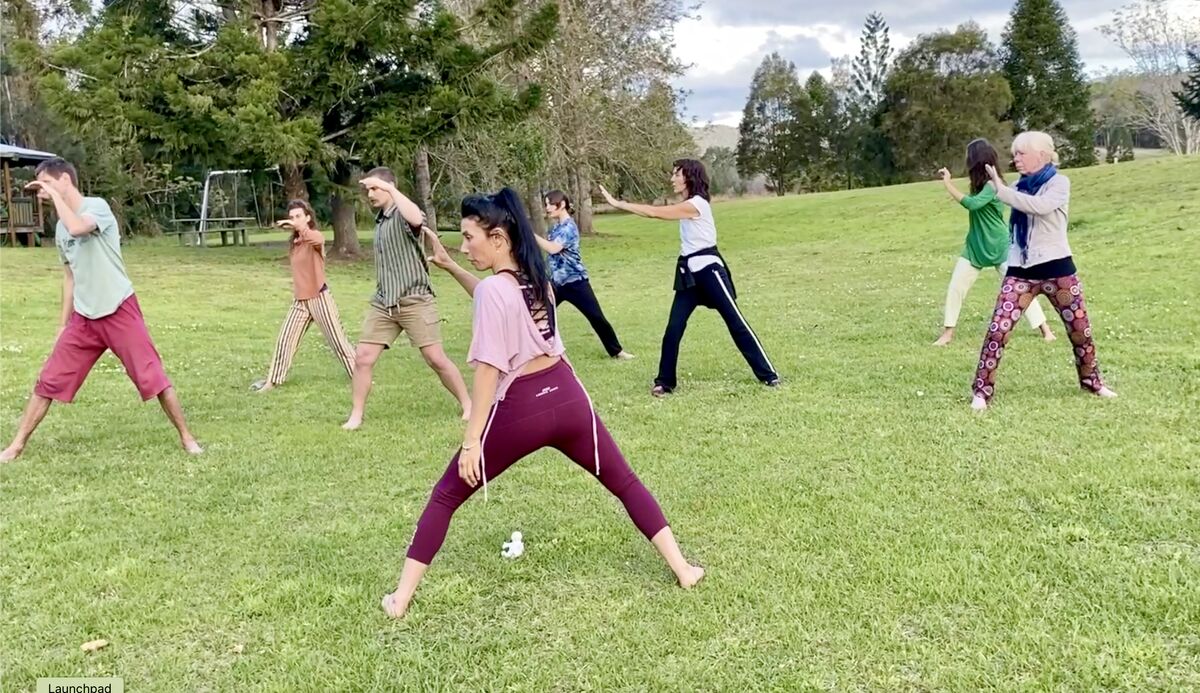 Lisa leading a group movement class